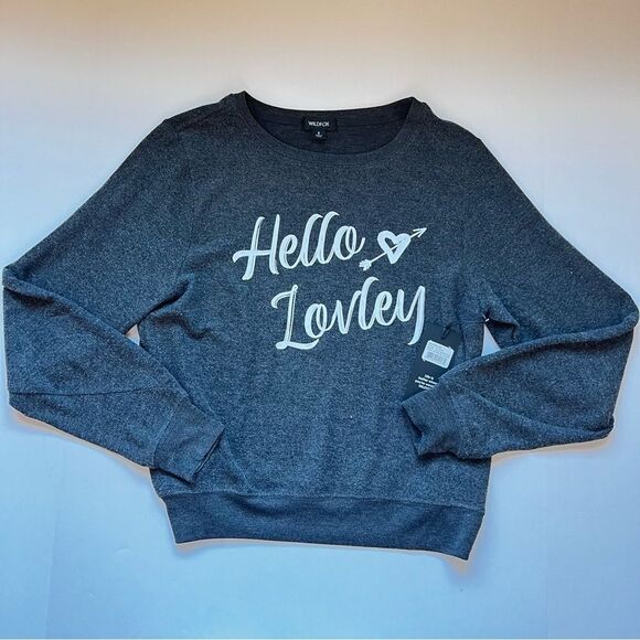Wildfox Hello Lovely Grey Baggy Beach Sweatshirt Size Small NWT - Picture 2 of 9